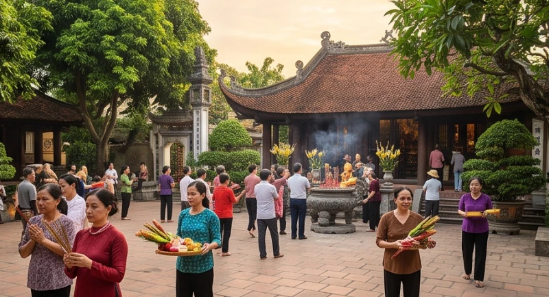 Dòng người tấp nập thành kính dâng hương tại quần thể khu di tích lịch sử Đền Hùng trong dịp chính hội