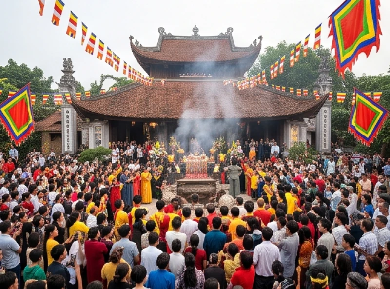 Khung cảnh đông đúc nhộn nhịp của hàng vạn du khách trẩy hội đền Kiếp Bạc trong tháng Tám âm lịch