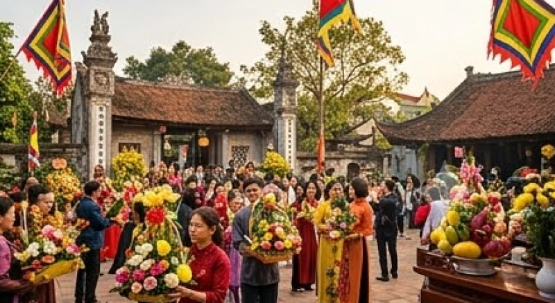 Văn khấn Đền Mẫu Hưng Yên: Bài cúng chuẩn và trình tự 3 ban 8 Không khí tấp nập của dòng người trẩy hội và dâng hương tại không gian Đền Mẫu trong những ngày đầu tháng ba