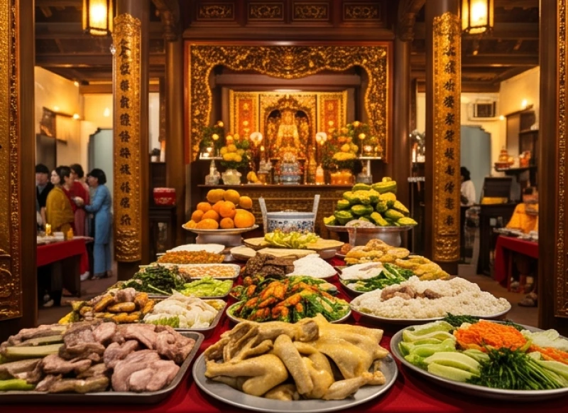 Văn khấn Thành Hoàng làng: Bài cúng chuẩn tại đình và bái vọng 8 Không khí trang nghiêm trong buổi tiệc lệ dâng cỗ mặn tưởng nhớ công đức Đức Thành Hoàng