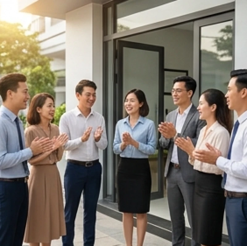 Đội ngũ nhân viên văn phòng cùng nhau đón chào khoảnh khắc khai xuân trong không khí rộn ràng tươi vui