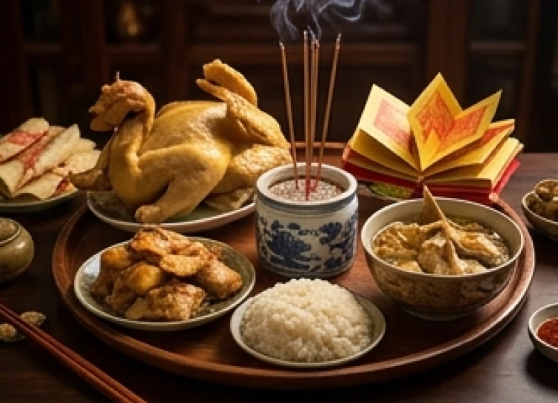 Văn khấn Thổ Công ngày rằm: Bài cúng chuẩn và quy trình hạ lễ 7 Mâm lễ vật cầu kỳ với hoa tươi và nhang đèn dâng lên ban thờ vào dịp rằm tháng Bảy âm lịch cổ truyền