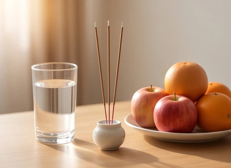 Văn khấn sám hối tại nhà: Bài khấn và trình tự thực hành chi tiết 2 Bàn thờ Phật được chuẩn bị các lễ vật chay tịnh và đơn giản để gia chủ thực hành nghi thức sám hối
