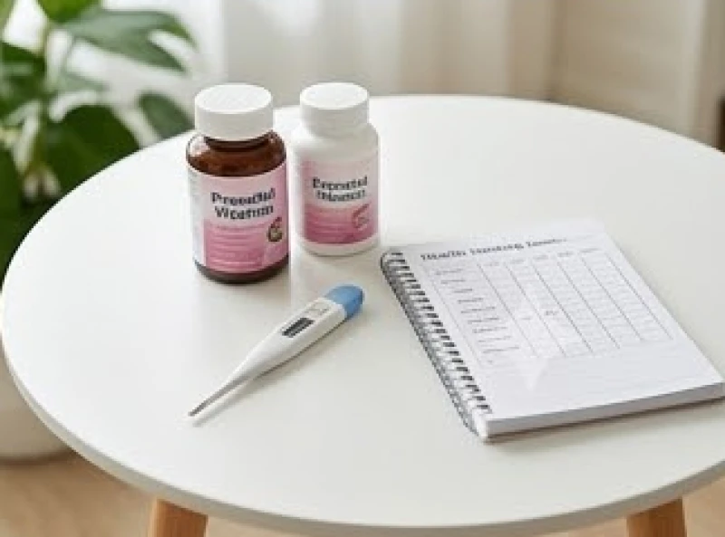 Tuổi Mùi sinh con năm nào tốt: Chấm điểm 1991, 2003 & hóa giải 11 Hộp vitamin bổ sung acid folic và que thử rụng trứng đặt cạnh cuốn sổ tay theo dõi sức khỏe tiền sản