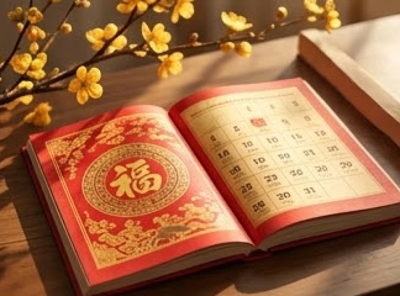 Cuốn lịch truyền thống mở ra ở trang tiết lập xuân đánh dấu sự chuyển giao thiên can địa chi hàng năm
