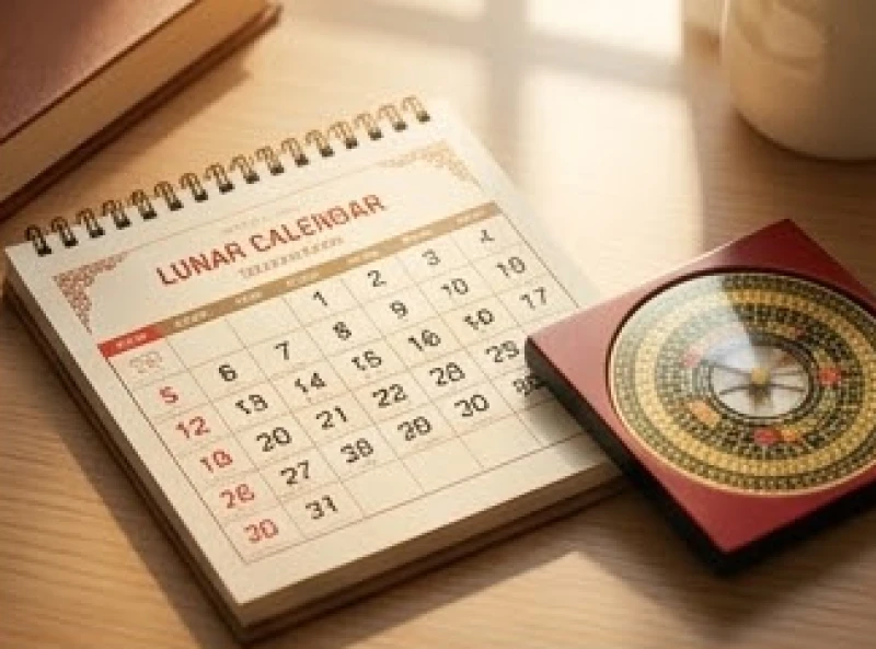 Cuốn lịch vạn niên và la bàn phong thủy dùng để tra cứu ngày hoàng đạo hợp tuổi