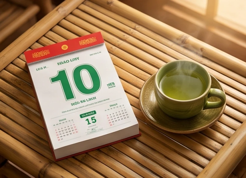 Mơ thấy gia đình bên vợ bên chồng: Điềm báo và sổ mơ trọn bộ 9 Cuốn lịch vạn niên truyền thống đặt cạnh tách trà mạn nóng hổi trên chiếc bàn tre