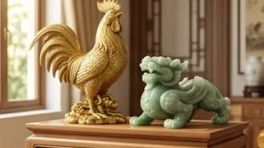 Tượng gà trống và tỳ hưu là linh vật phong thủy tuổi dậu giúp chiêu tài hóa sát