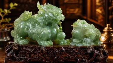 Tượng Tỳ Hưu và Thiềm Thừ bằng ngọc bích, linh vật phong thủy tuổi thân giúp chiêu tài lộc và bình an