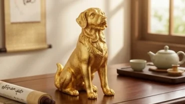 Tượng chó phong thủy mạ vàng tinh xảo cùng các linh vật phong thủy tuổi tuất hỗ trợ chiêu tài