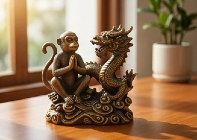 Tượng Khỉ và Rồng là linh vật tam hợp giúp kích hoạt sinh khí và mang lại may mắn cho người tuổi Tý