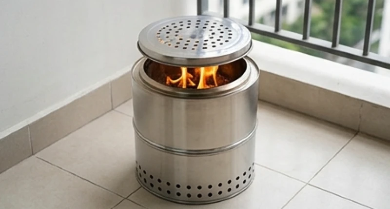 Sử dụng lư inox hai lớp có nắp đậy chắn tàn bay để hóa vàng an toàn tại khu vực ban công