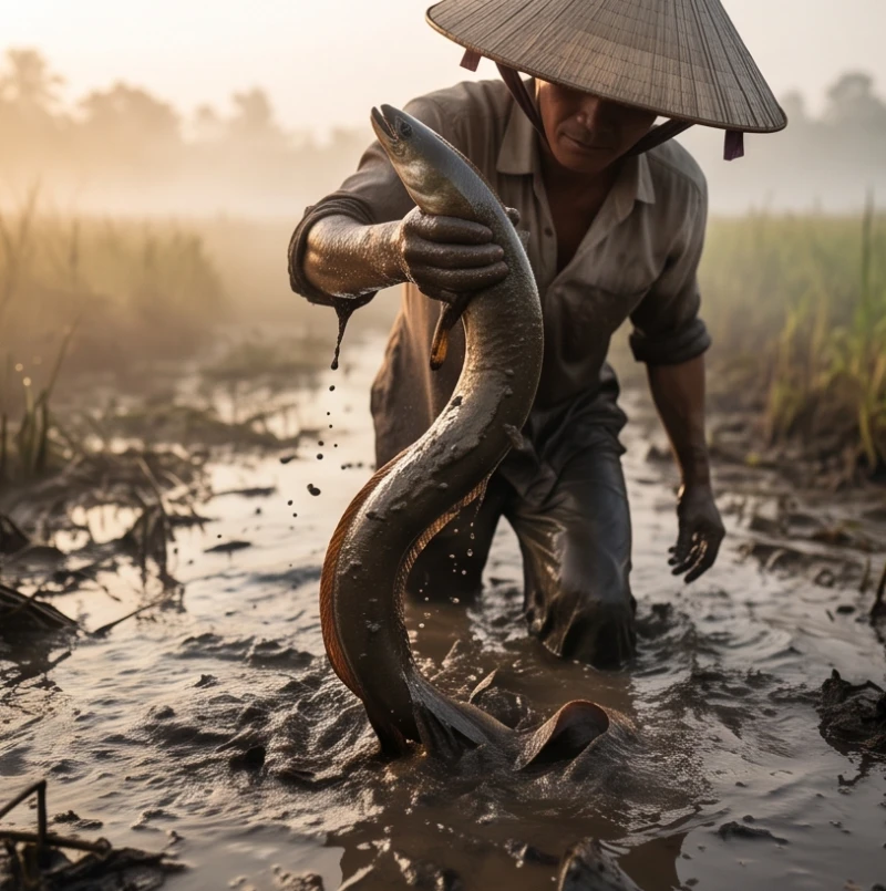 Mơ thấy bắt được nhiều lươn: Điềm tốt xấu & bộ số theo bối cảnh 2 Tự tay lội dưới lớp bùn lầy lội để bắt những con lươn đồng khỏe mạnh đang uốn lượn