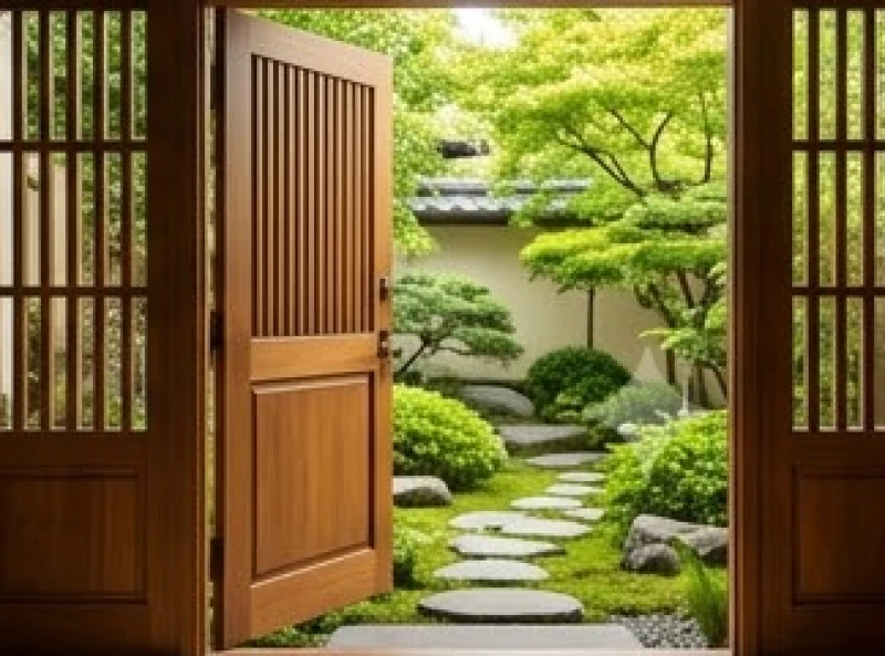 Hướng Sinh Khí là gì: Ý nghĩa, cách tính và mẹo hóa giải 11 Lối đi qua cửa phụ bằng gỗ mở ra khoảng sân vườn nhỏ ngập tràn cây xanh