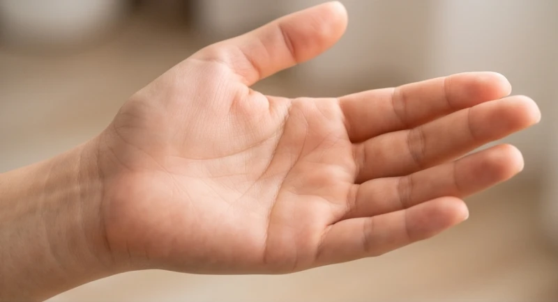 Bàn tay khỏe mạnh có phần da nhẵn mịn, hoàn toàn không xuất hiện đường sức khỏe