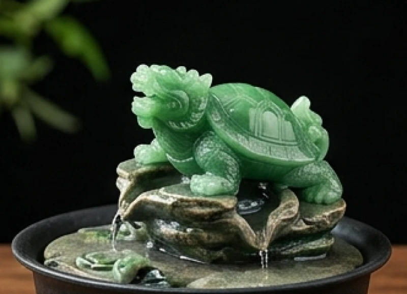 Linh vật phong thủy tuổi Tý: Chọn nạp âm và cách tẩy uế 9 Tượng Long Quy chế tác tinh xảo từ ngọc bích xanh lục trong suốt phát ra ánh sáng êm dịu