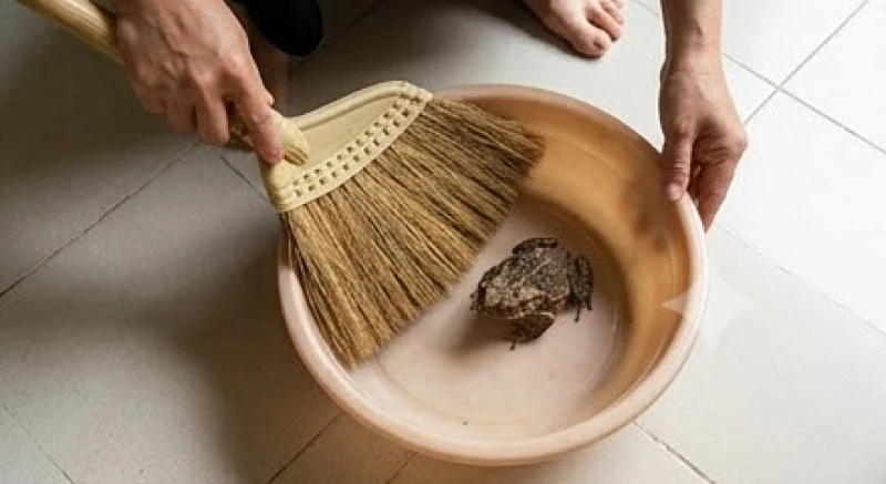 Cóc Vào Nhà Là Điềm Gì: Giải Mã Phong Thủy & Cách Xử Lý An Toàn 8 Dùng một chiếc chổi xới mềm cẩn thận lùa chú cóc vào chậu nhựa rỗng để đưa ra khỏi nhà