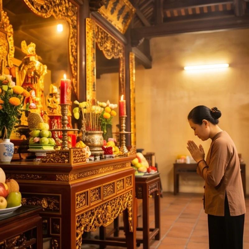 Người hành lễ lùi lại nửa bước để tấu trình và đợi tàn hương trước khi hạ lễ