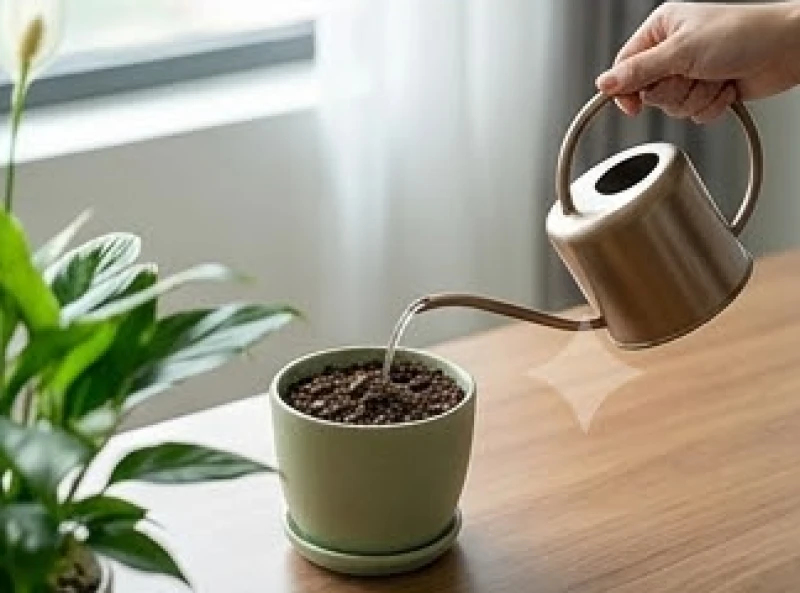 Tuổi Dậu hợp cây gì: Chọn đúng mệnh, hướng đặt và khoảng giá 11 Người chăm sóc đang dùng bình nhỏ rót một lượng nước vừa đủ xung quanh viền chậu cây cảnh đặt trong nhà
