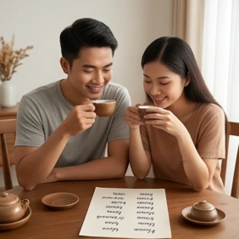 Đặt tên con sinh năm Tân Sửu 2021: Cách chấm điểm & phối tuổi 10 Cặp vợ chồng trẻ đang cùng nhau xem xét lại danh sách những cái tên hay nhất trên mặt bàn gỗ