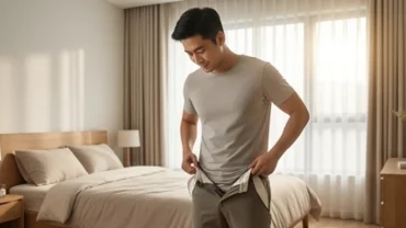 Thanh niên lơ đãng mặc chiếc quần lộn ngược đường chỉ trong buổi sáng, giải đáp thắc mắc mặc quần trái là điềm gì