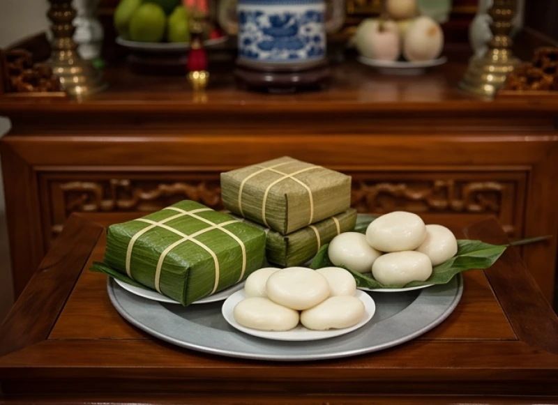 Văn khấn khi đi lễ đền: Chi tiết bài khấn Nôm và cách sắm lễ 10 Mâm lễ vật dâng vua Hùng gồm bánh chưng xanh và bánh dày trắng tinh khiết đặt trang trọng trên ban thờ