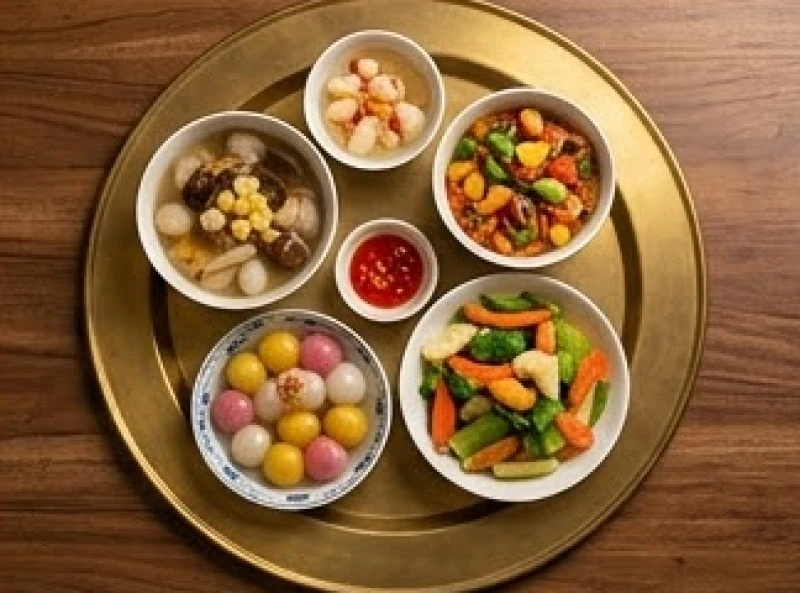 Văn khấn giao thừa trong nhà: Bài cúng chuẩn và quy tắc hành lễ 6 Mâm cúng chay thanh tịnh với canh nấm hạt sen, chè trôi nước và rau củ xào ngũ sắc được bày biện đẹp mắt