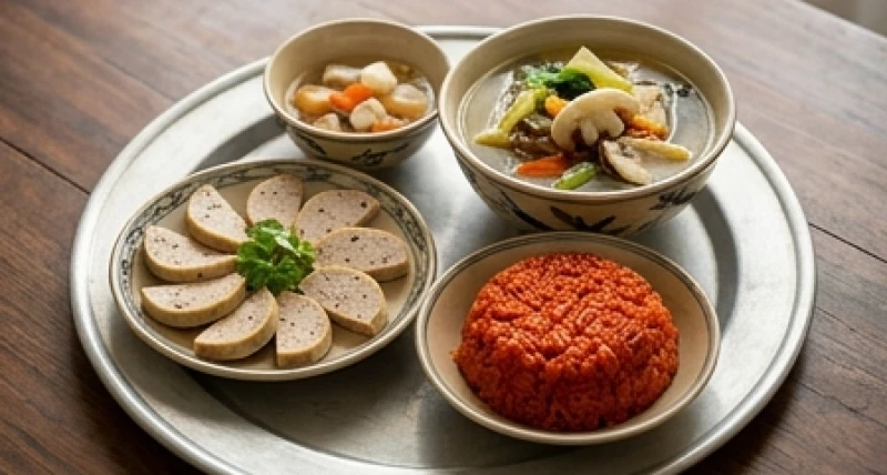 Văn khấn thần linh rằm tháng Chạp: Bài cúng Thổ Công và sắm lễ 7 Mâm cúng chay thanh tịnh với xôi gấc, giò lụa chay thái khoanh và bát canh nấm củ quả tươi mát