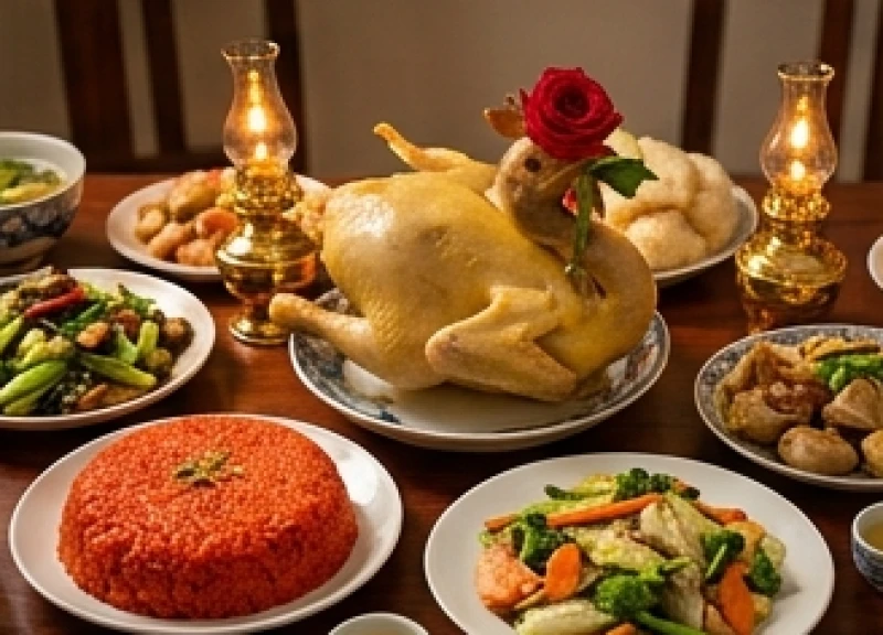Văn khấn hết tang cha: Bài cúng chuẩn và trình tự làm lễ tại nhà 6 Mâm cúng mặn trang nghiêm dâng lên cha trong ngày Cát Kỵ với xôi gấc và gà luộc ngậm hoa hồng