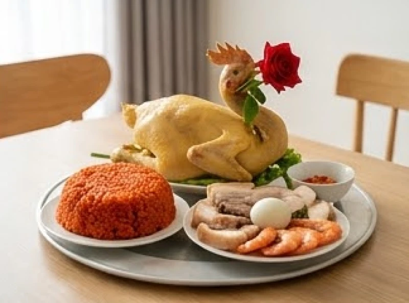 Văn khấn nhập trạch nhà chung cư: Trọn bộ bài cúng và quy trình 6 Mâm mặn cúng nhập trạch nhà chung cư nổi bật với đĩa xôi gấc, gà luộc chéo cánh và bộ tam sên truyền thống