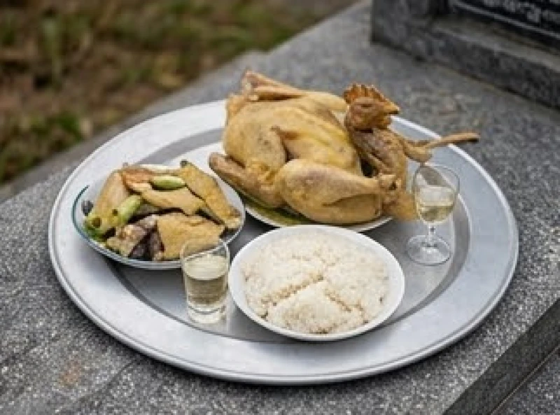 Văn khấn khi thăm mộ: Bài cúng chuẩn tâm linh và trình tự hành lễ 7 Mâm cỗ mặn tươm tất với gà luộc, xôi và rượu trắng dâng lên vong linh gia tiên vào dịp lễ lớn