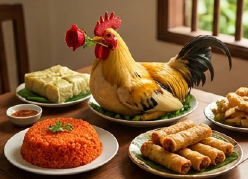 Văn khấn Giỗ Tổ Hùng Vương: Bài cúng chuẩn và Trình tự nghi lễ 5 Mâm cỗ mặn dâng Vua Hùng tươm tất với gà trống luộc ngậm hoa hồng, đĩa xôi gấc đỏ và nem rán