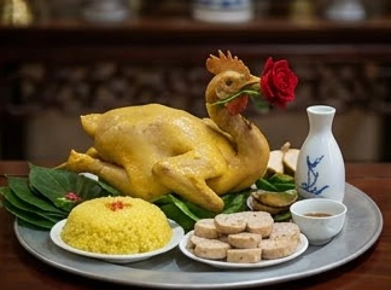 Văn khấn lễ hội Đền Quán Thánh: Bài cúng mùng 3/3 và sắm lễ chuẩn 6 Mâm cỗ mặn truyền thống gồm gà trống luộc ngậm hoa hồng, xôi xéo và khoanh giò lụa