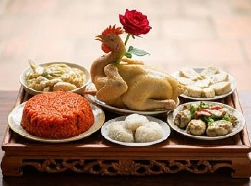 Văn khấn đình làng mùng 1: Bài cúng chi tiết và nghi thức dâng lễ 3 Mâm cỗ mặn tươm tất với xôi gấc và gà luộc ngậm hoa dâng lên đình làng dịp mùng 1 Tết Nguyên đán