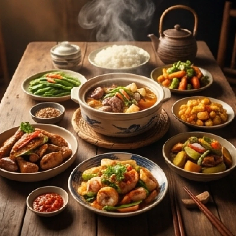 Mâm cơm gia đình ấm cúng là một trong những bối cảnh khi mơ thấy em bé ỉa