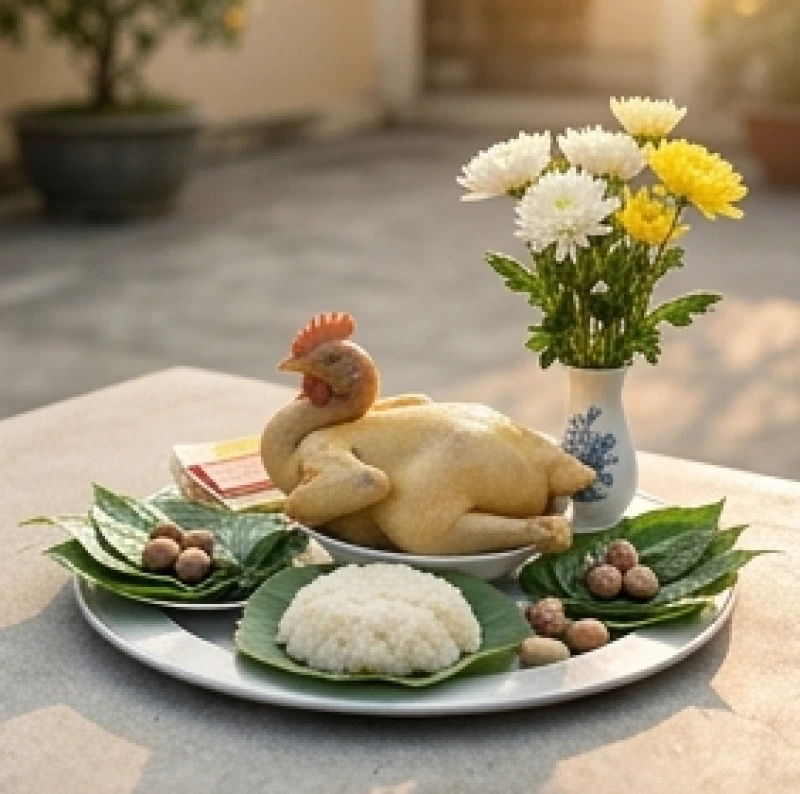 Văn khấn 100 ngày ngoài mộ: Bài cúng chuẩn và sắm lễ bài bản 1 Mâm cúng 100 ngày ngoài mộ với đầy đủ nhang đèn, trái cây và xôi gà được bày biện trang nghiêm