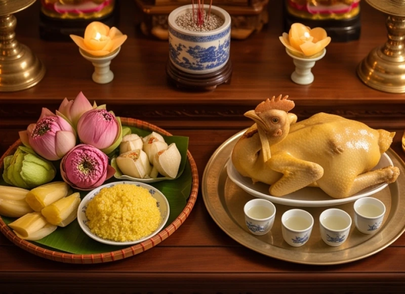 Văn khấn lập điện thờ tại gia: Trình tự an vị và sắm lễ chuẩn 4 Mâm cúng chay thanh tịnh dâng ban Phật đặt tách biệt với mâm lễ mặn trang trọng dâng ban Mẫu