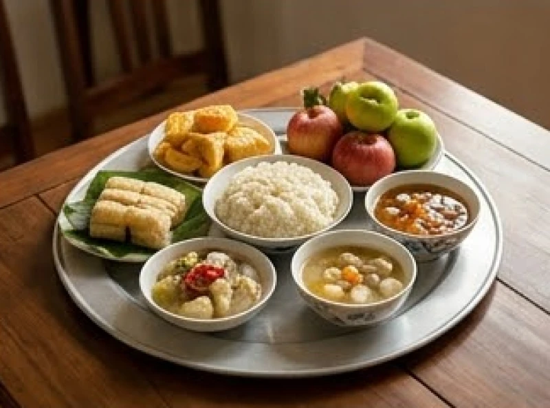 Mâm cỗ cúng chay nhẹ nhàng gồm xôi chè và bánh kẹo dành cho lễ giỗ người mất trẻ