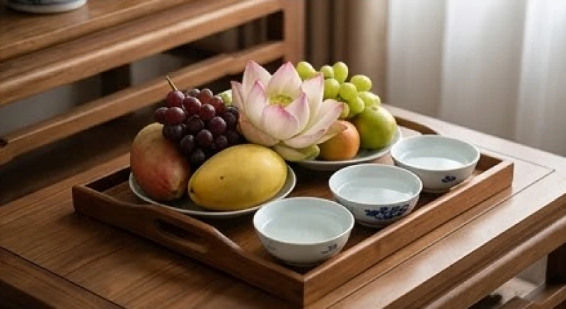 Văn khấn cúng tuần đầu chuẩn nhất: Trình tự nghi lễ và hóa vàng 5 Mâm cúng chay tịnh với hoa tươi, trái cây và nước lọc dâng lên hương linh người mới mất