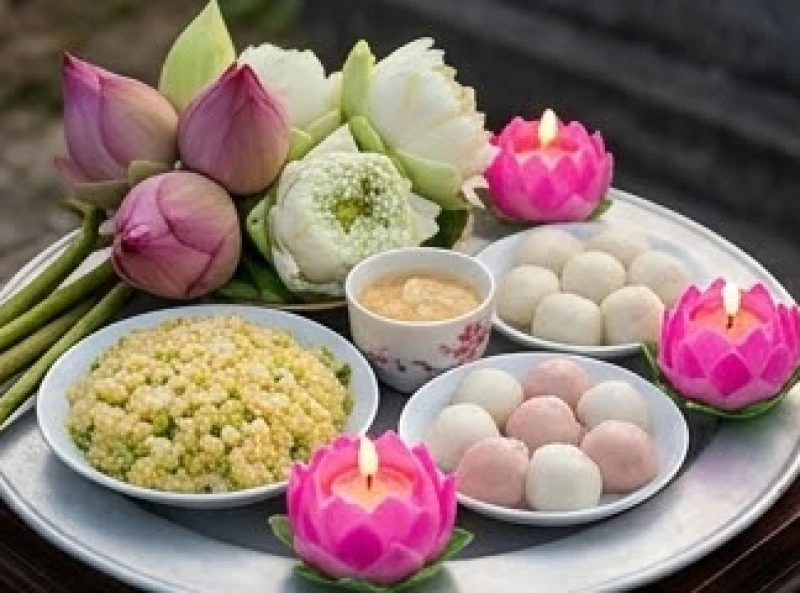 Văn khấn tạ mộ: Trình tự hành lễ và bài cúng đúng nghi thức 5 Mâm cúng chay thanh tịnh với xôi đỗ xanh, chè trôi nước và nến hoa sen hồng