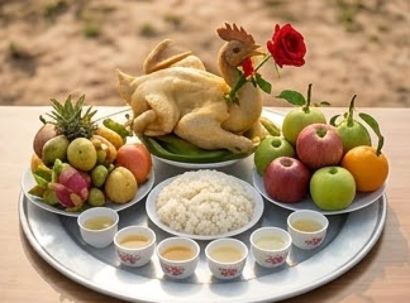 Tuổi Thìn động thổ ngày nào tốt: chuẩn Can Chi và văn khấn 8 Mâm cúng động thổ với đầy đủ bộ tam sên, gà luộc, xôi gấc và ngũ quả được bày biện đẹp mắt