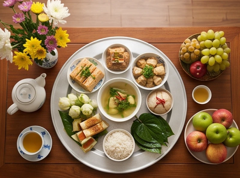 Văn khấn và bài cúng khác nhau thế nào: Phân biệt chuẩn nghi lễ 2 Mâm lễ cúng gia tiên được bày biện tươm tất với hương hoa, trà quả và các món ăn truyền thống