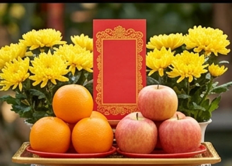 Tuổi Tý năm 2027 có phạm Thái Tuế không? Chi tiết từng nạp âm 10 Mâm lễ tươm tất với đĩa ngũ quả tươi sáng và bài vị đỏ chữ vàng dâng sao giải hạn