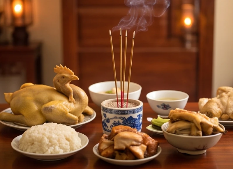 Văn khấn ngày giỗ chuẩn truyền thống: Trình tự nghi lễ bài bản 2 Mâm cúng giỗ đầu tươm tất với hương đèn và thức ăn truyền thống dâng lên bàn thờ người đã khuất