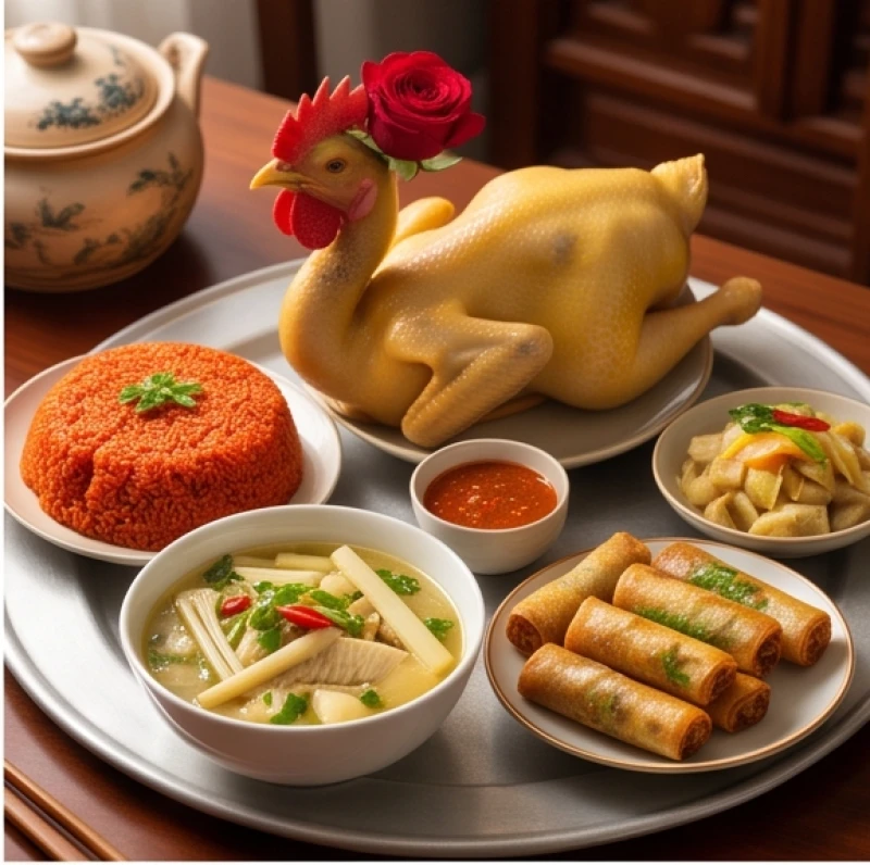 Văn khấn gia tiên ngày giỗ: Bài khấn chuẩn và quy tắc xưng hô 3 Mâm cỗ mặn dâng tổ tiên với đầy đủ gà luộc ngậm hoa hồng, xôi gấc, canh măng miến và nem rán