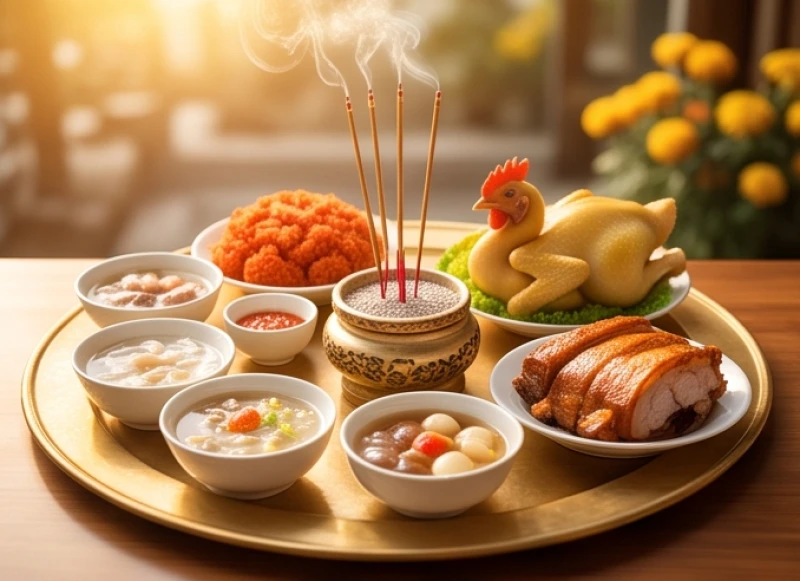 Văn khấn khai trương quán ăn: Bài cúng chuẩn và cách sắm mâm lễ 1 Một mâm cúng khai trương quán ăn chuẩn bị tươm tất với đầy đủ lễ mặn, lễ ngọt và vàng mã