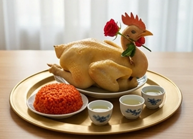 Tuổi Thân Nhập Trạch Ngày Nào Tốt: Lịch Giờ Đẹp & Cách Hóa Giải 9 Mâm lễ mặn với xôi gấc, gà luộc và bộ tam sên dâng lên thần linh