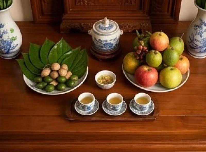 Văn khấn mời gia tiên về thụ hưởng lễ vật: Trình tự cúng trọn vẹn 2 Mâm lễ cúng ngày rằm với quả cau lá trầu và hoa quả tươi dâng lên bàn thờ tổ tiên