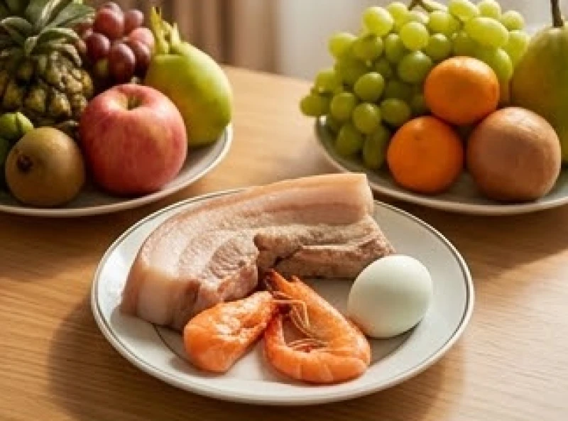 Tuổi Tỵ nhập trạch ngày nào tốt: lịch giờ đẹp và trình tự cúng 4 Mâm cúng mặn trang nghiêm với bộ tam sên gồm thịt luộc tôm và trứng đặt cạnh mâm ngũ quả tươi ngon rực rỡ sắc màu