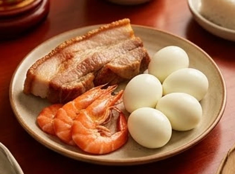 Văn khấn ngày vía Thần Tài: Bài cúng chuẩn cho mọi mô hình 1 Đĩa Tam Sên gồm thịt heo quay tôm và trứng luộc cho lễ cúng vía Thần Tài